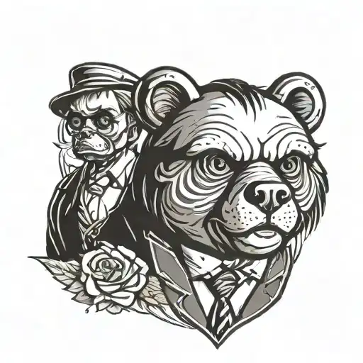 mob boss teddy bear tattoo design idea