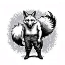 Standing fox, pork pie and trousers, posing with dangerous intelligence and cunning. tattoo design idea