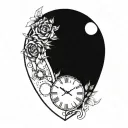 clock with flowers growing inside tattoo design idea