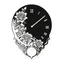 clock with flowers growing inside tattoo design idea