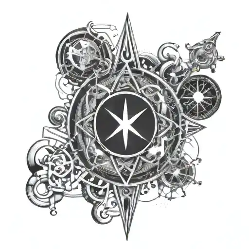 Dark physical science symbols tattoo design idea