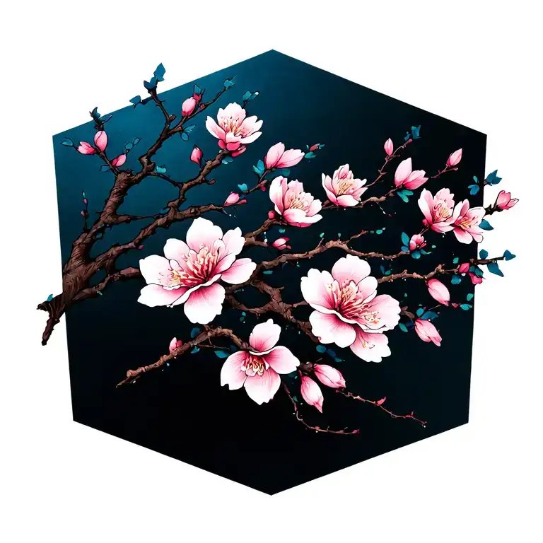 Japanese cherry blossom tattoo design idea