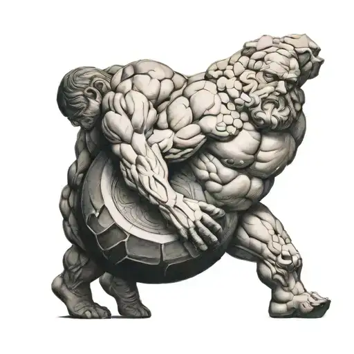 sisyphus pushing stone tattoo design idea