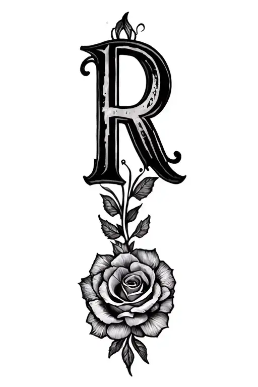 ring finger tattoo design featuring the letter R make it feminine  tattoo design idea