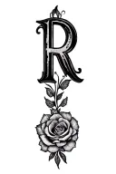 ring finger tattoo design featuring the letter R make it feminine  tattoo design idea