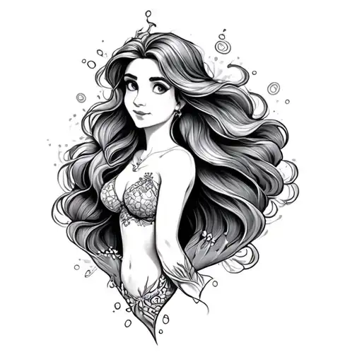 Ariel from little mermaid tattoo design idea