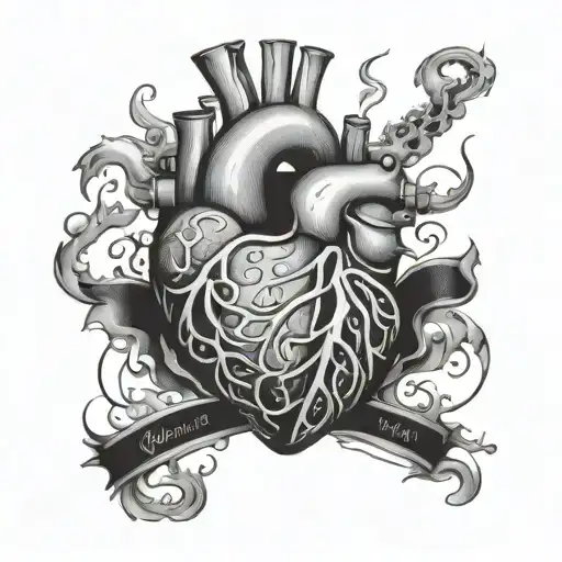 Anatomy heart in flames, morse code, i want to be with you tattoo design idea