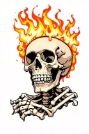 Skeleton suffering burning tattoo design idea