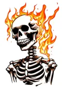 Skeleton suffering burning tattoo design idea
