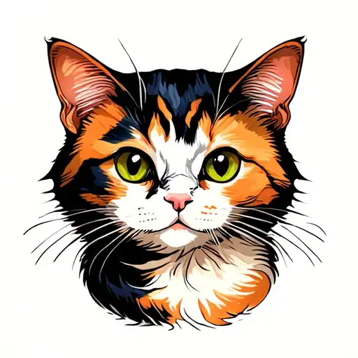 calico cat tattoo design idea