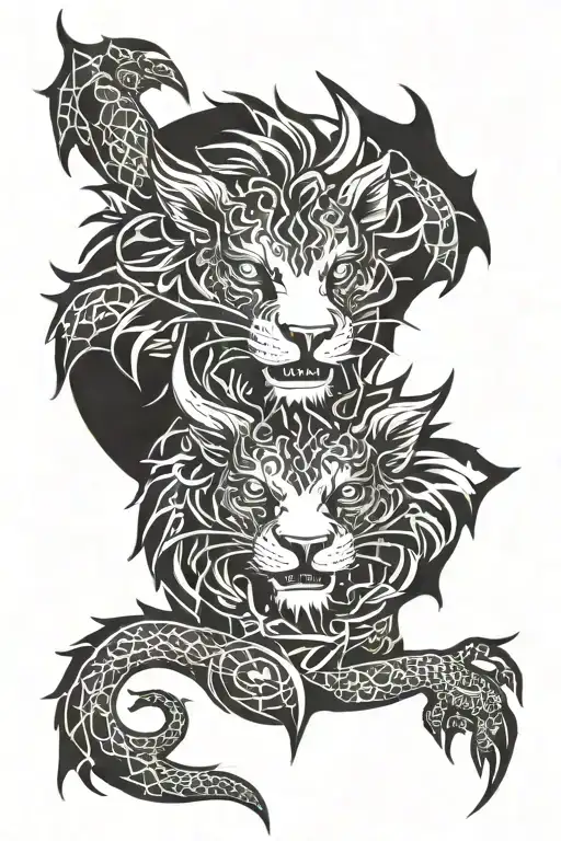 leo and dragon tattoo design idea
