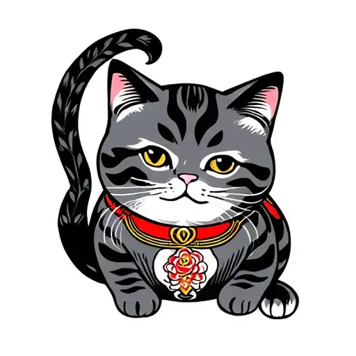 lucky cat tattoo design idea