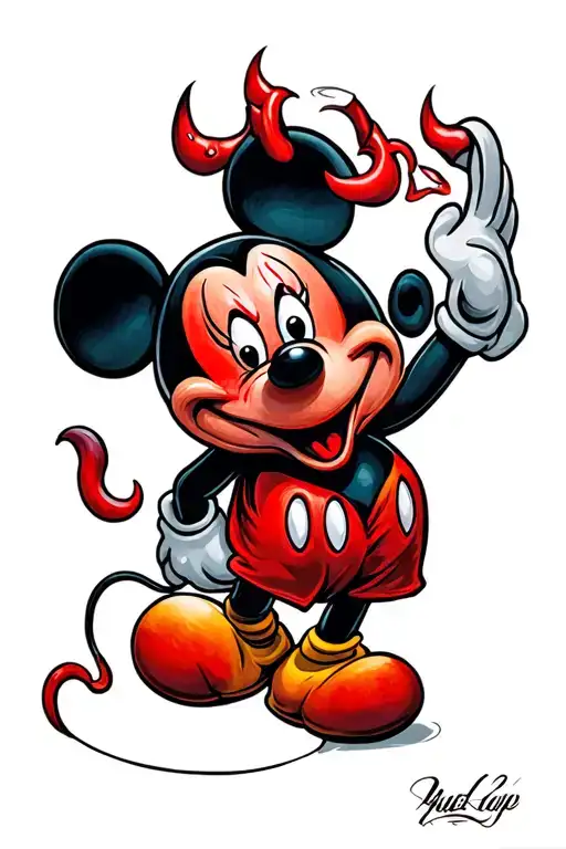 Mickey Mouse Scary devil tattoo design idea