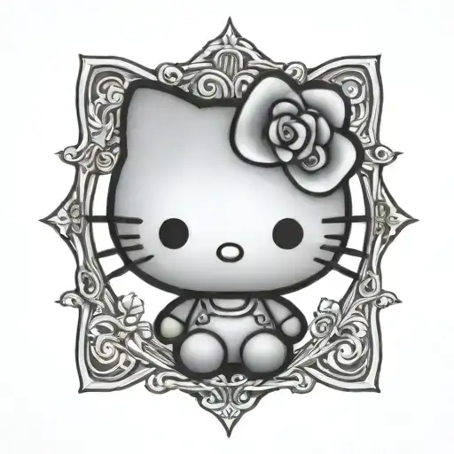 hello kitty black metal tattoo design idea