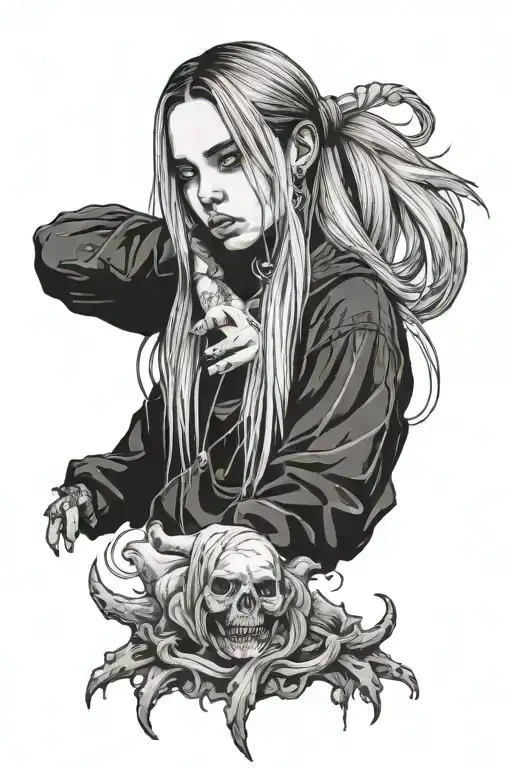 evil billie eilish tattoo design idea