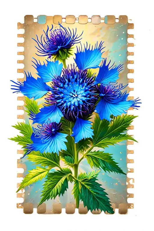 sea holly and camera film strip winding tattoo design idea