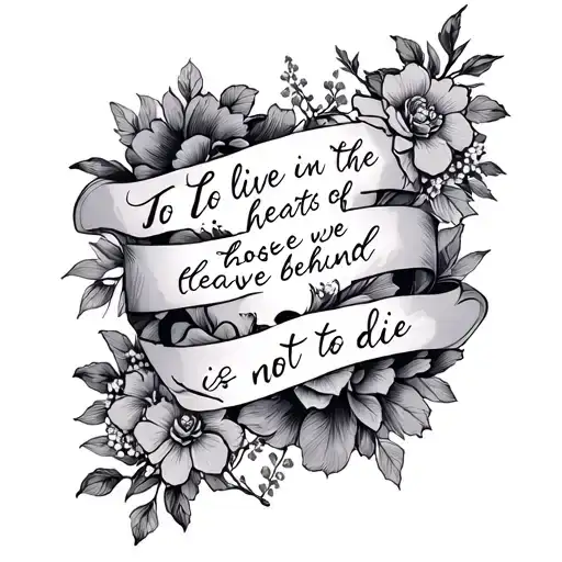 feminine, fine line tattoo of "To live in the hearts of those we leave behind, is not to die" tattoo design idea