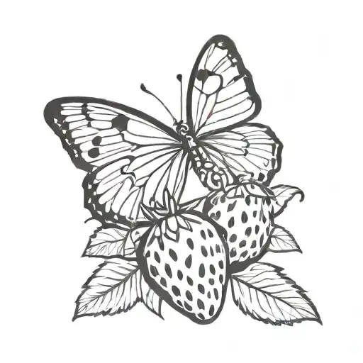 strawberries and butterfly emerging representing imagination tattoo design idea