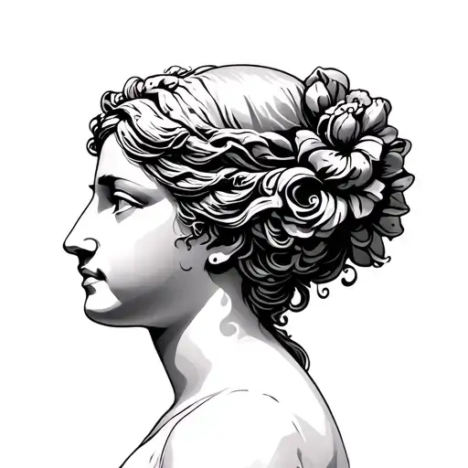 Aphrodite goddess head profile tattoo design idea