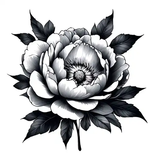 peony blossom with geometric mandala design incorporating tattoo design idea