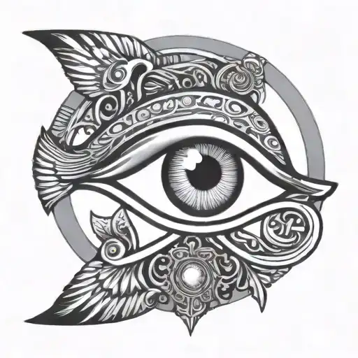 Eye of horus merged with wnkh surrounded by moon tattoo design idea