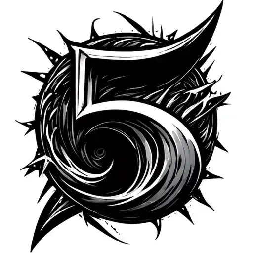 number 5 in cybersiglism design tattoo design idea