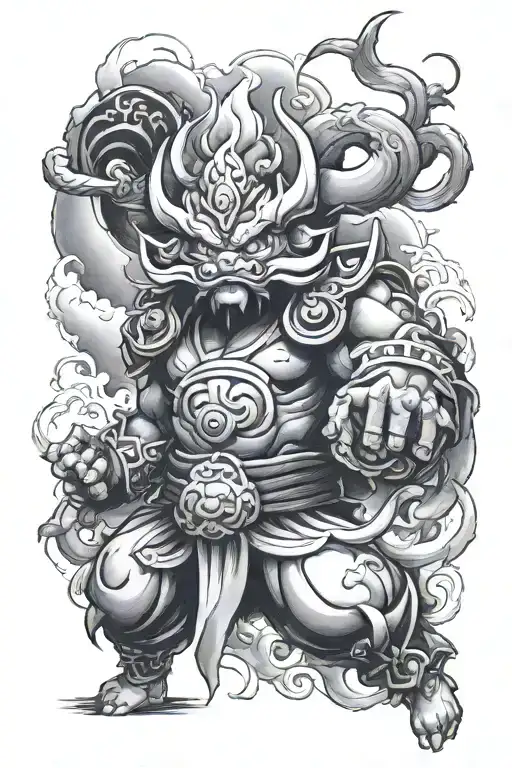 raijin thunder god tattoo design idea