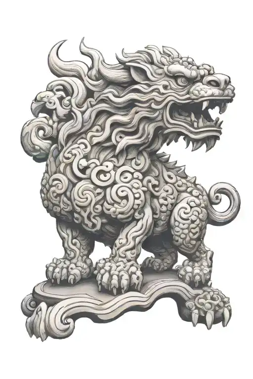 Traditional Japanese Lion (Komainu): Often depicted as guardian statues, these lions are symbolic of protection and stre tattoo design idea