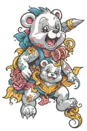 mean and nice care bears  tattoo design idea