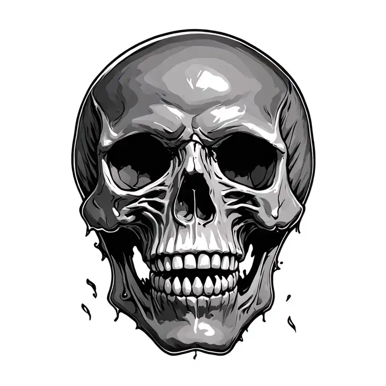 skull with teeth busted out of the jaw. psalms 3:7 tattoo design idea