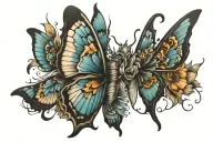 broken butterfly wings tattoo design idea