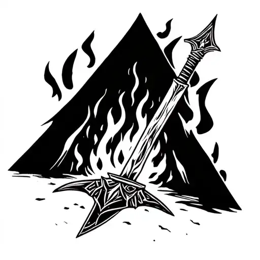 runescape sword in camp fire tattoo design idea