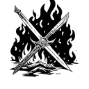 runescape sword in camp fire tattoo design idea