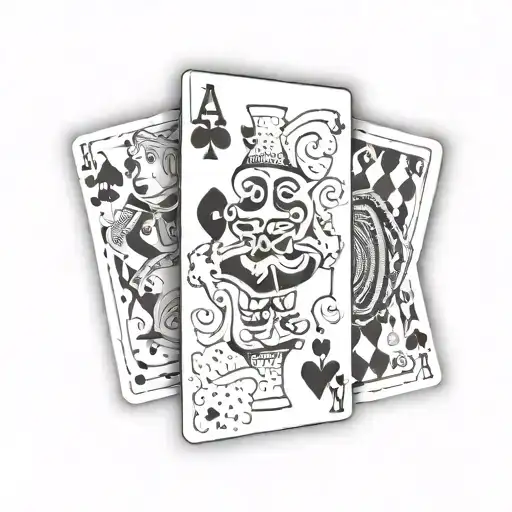 deck of cards where all the cards are jokers tattoo design idea