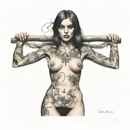 petite,naughty,nude,sexy,full body,gothic,standing,woods,anatomically correct,realism tattoo design idea