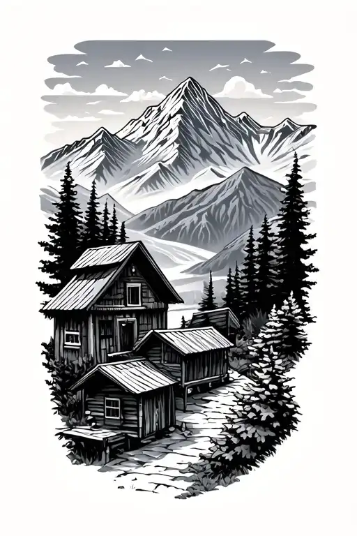 outdoor honoring grandkids mountain landscape tattoo design idea