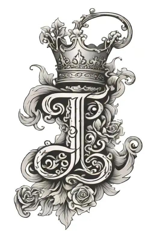 J P S initials In cursive with the "J" underlining the "J.P.S" with a crown hanging off the J top of the "J"  tattoo design idea