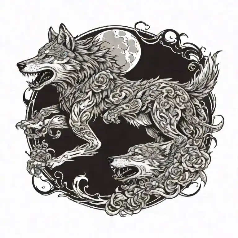 Inside you there are two wolves fighting, happiness and regret, and the one you feed wins tattoo design idea