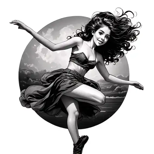 Girl Jump Maritini Glas tattoo design idea