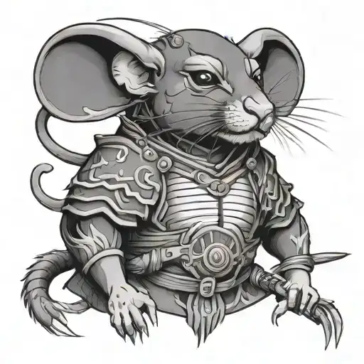 Rat japanese warrior tattoo design idea