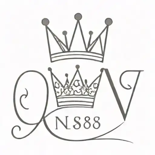N58 with a crown upside down the letter tattoo design idea