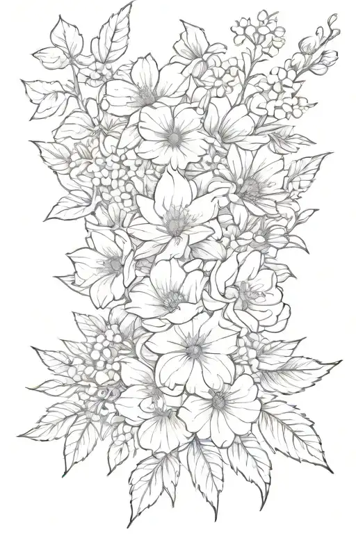 flower bouquet March July August September birth flowers tattoo design idea