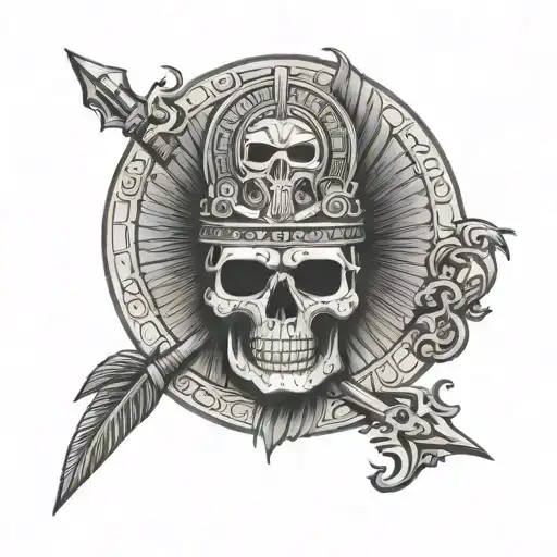 aztec god of death tarot card tattoo design idea