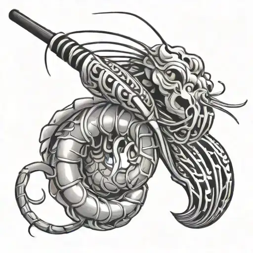 shrimp with pimp coat holding pimp cane  tattoo design idea
