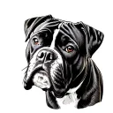 black and white brindle boxer dog tattoo design idea