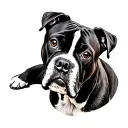 black and white brindle boxer dog tattoo design idea