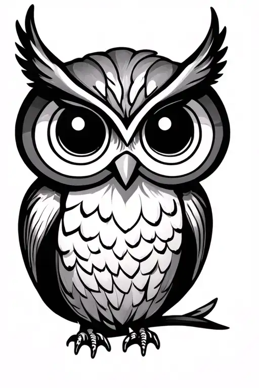 cute owl tattoo design idea
