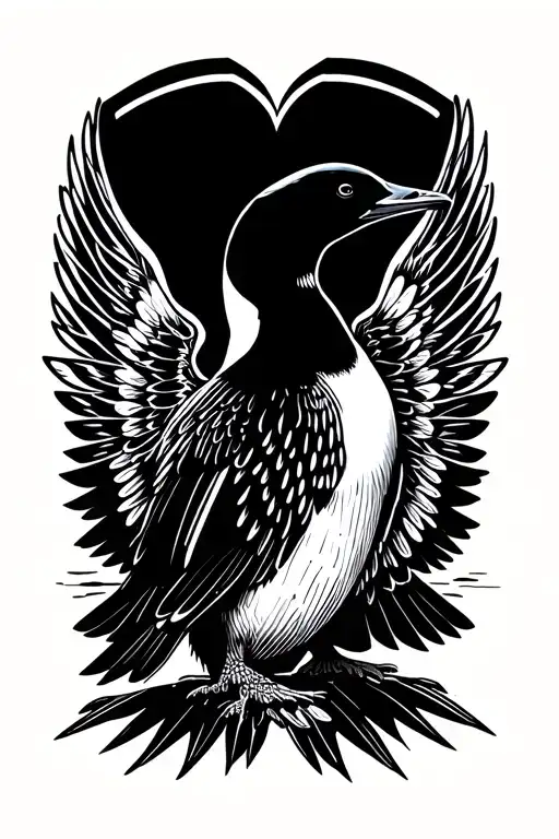 Loon with wings spread wide tattoo design idea