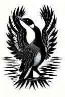 Loon with wings spread wide tattoo design idea