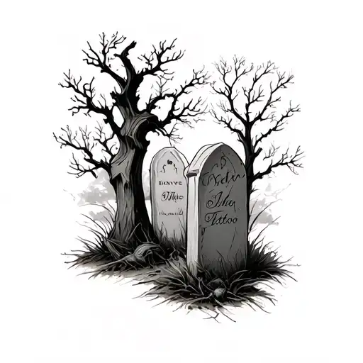 grave yard tattoo design idea